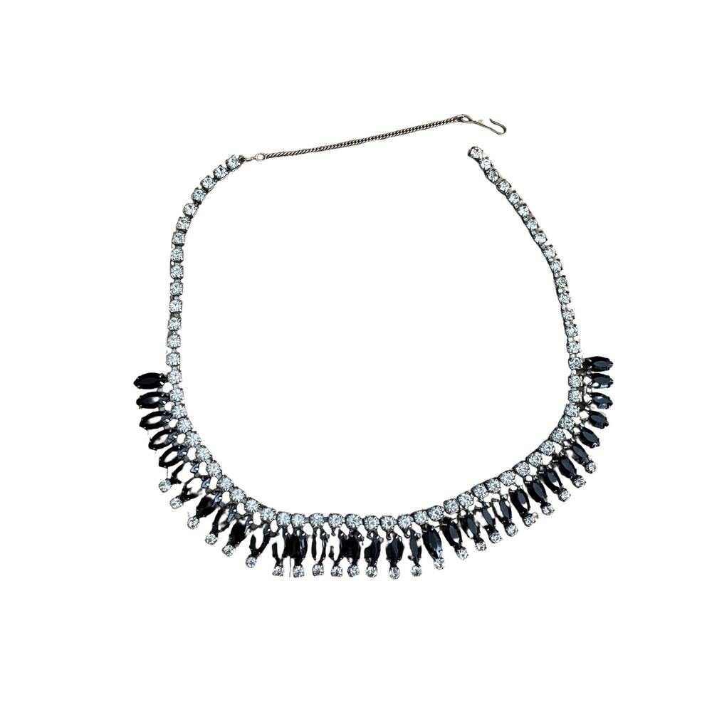 Vintage Clear and Black Glass Rhinestone Choker